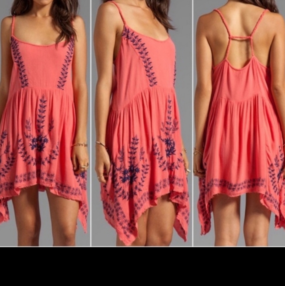FREE PEOPLE Teen Wolf floral embroidered dress